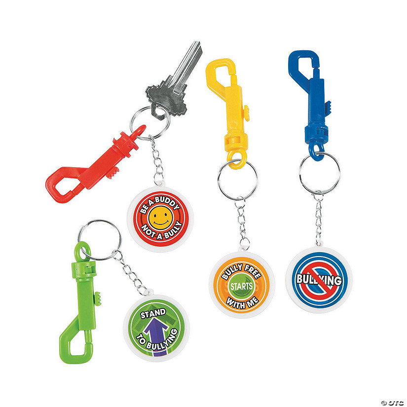 Anti-Bullying Backpack Clip Keychains - 12 Pc. Image