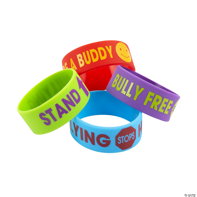 Anti Bullying Big Band Rubber Bracelets - 12 Pc. Image