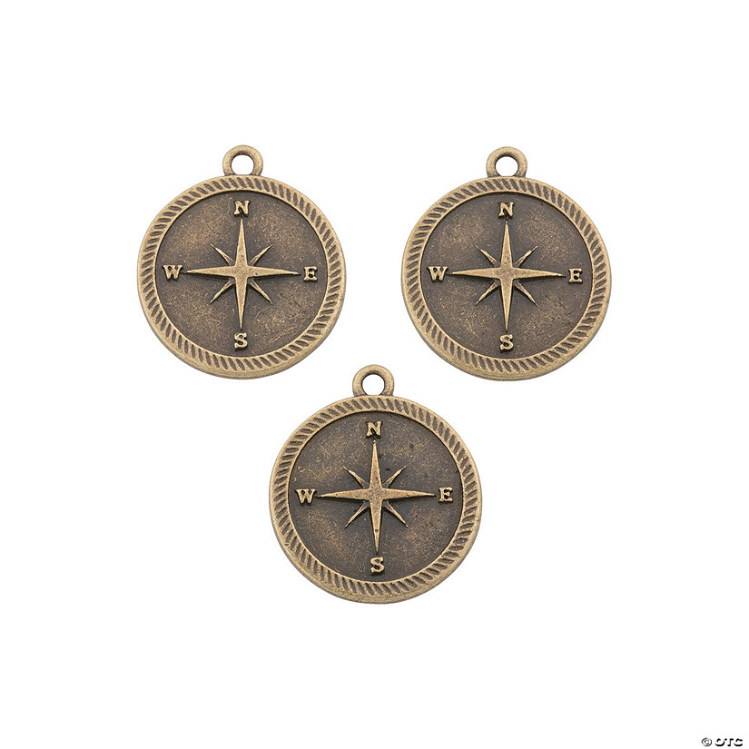 Antique Goldtone Compass Charms - 12 Pc. Image