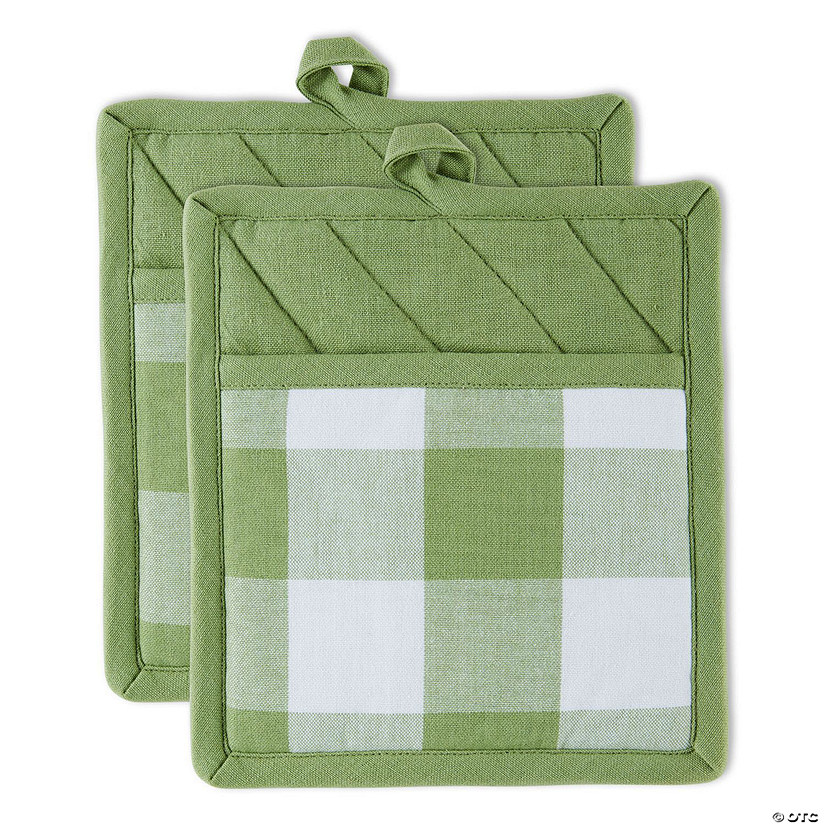 Antique Green Buffalo Check Potholder (Set Of 2) Image