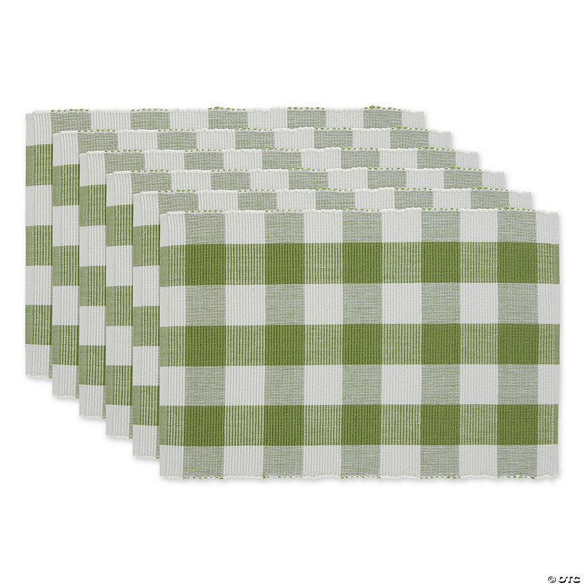 Antique Green Buffalo Check Ribbed Placemat (Set Of 6) Image