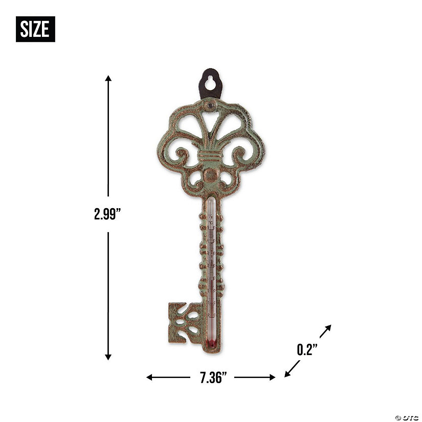 Antique Key Cast Iron Thermometer Image