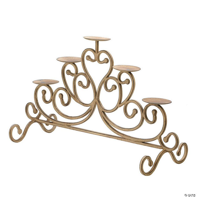 Antiqued Iron 5-Candle Stand 24.62X9.12X14.25" Image