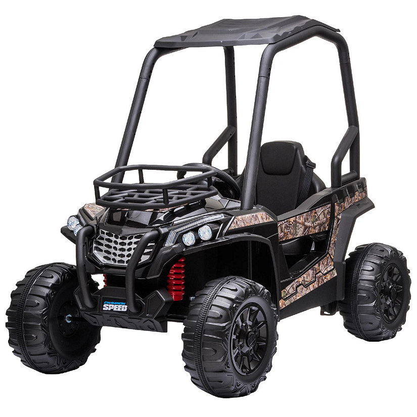 Aosom 12V Dual Motor Kids Electric Ride on UTV Toy with MP3/USB Music Connection Suspension and Remote Control Camo Image