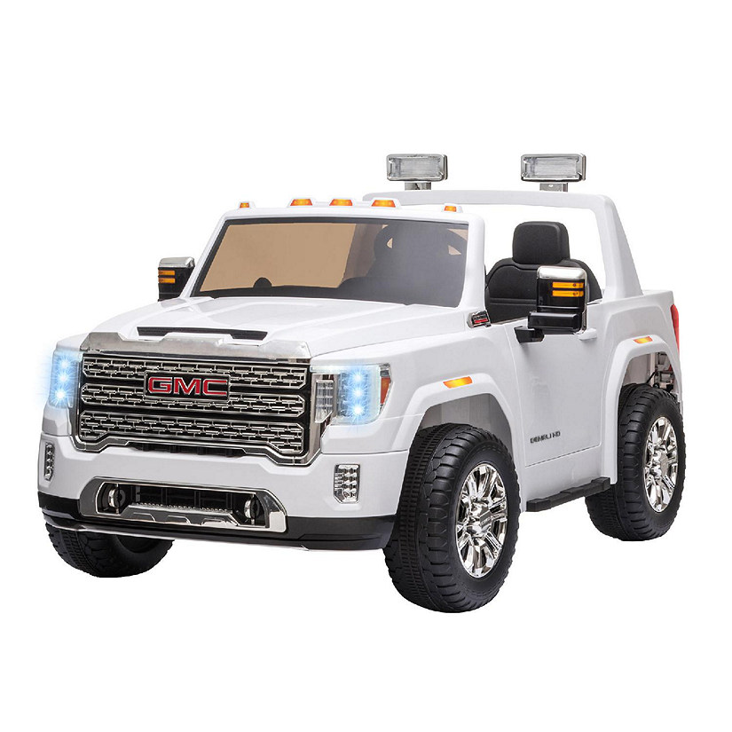 Aosom 12V GMC Sierra HD Battery Kids Ride On Car with Remote Control Bright Headlights and Working Suspension White Image