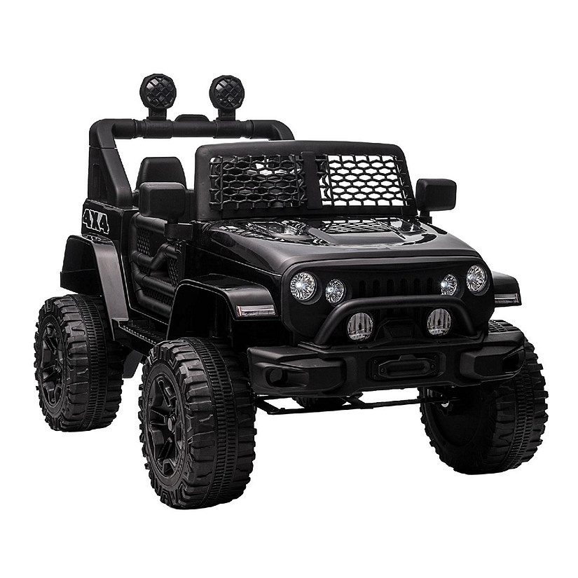 Aosom 12V Kids Ride On Car Electric Battery Powered Off Road Truck Toy with Parent Remote Control Adjustable Speed Black Image