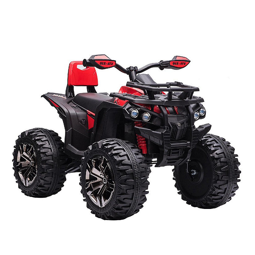 Aosom 12V Ride On Four Wheeler ATV Car w/Music Rechargeable Red Image