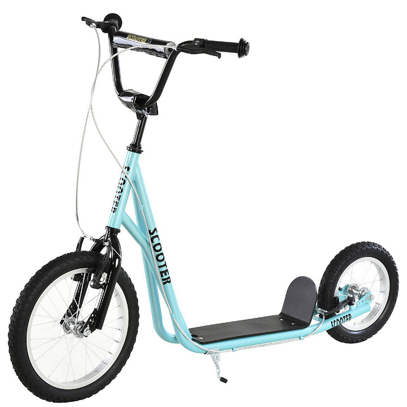 Aosom Kick Scooter w/ Front and Rear Dual Brakes 5yr+ Blue Image
