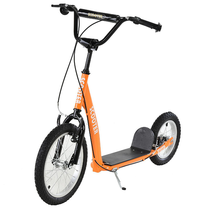 Aosom Kick Scooter w/Front and Rear Dual Brakes 5yr+ Orange Image