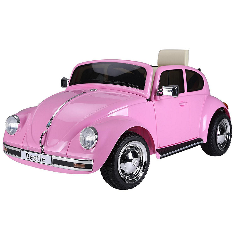 Aosom Licensed Volkswagen Beetle Electric Ride On Car 6V Battery Powered Remote Control 3-6Yrs Pink Image
