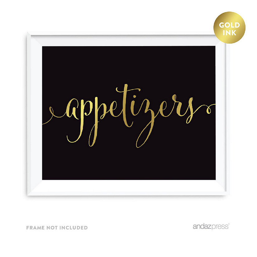 Appetizers Table Sign Black Gold 8.5x11 Image