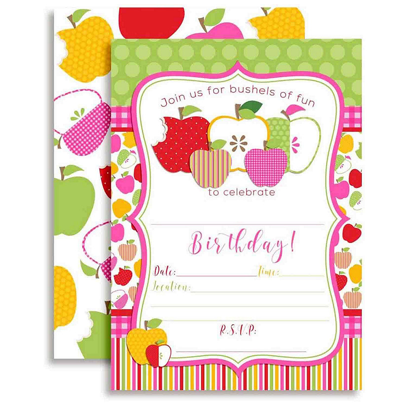 Apple Birthday Bright Invitations 40pc. by AmandaCreation Image