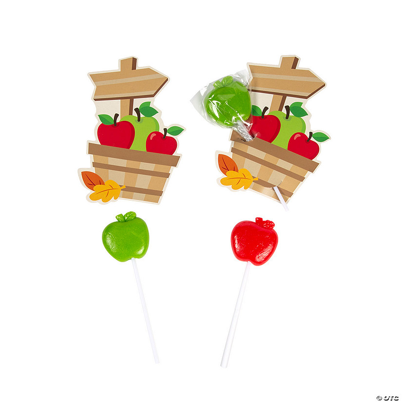 Apple-Shaped Lollipops with Card Handout for 24 Image
