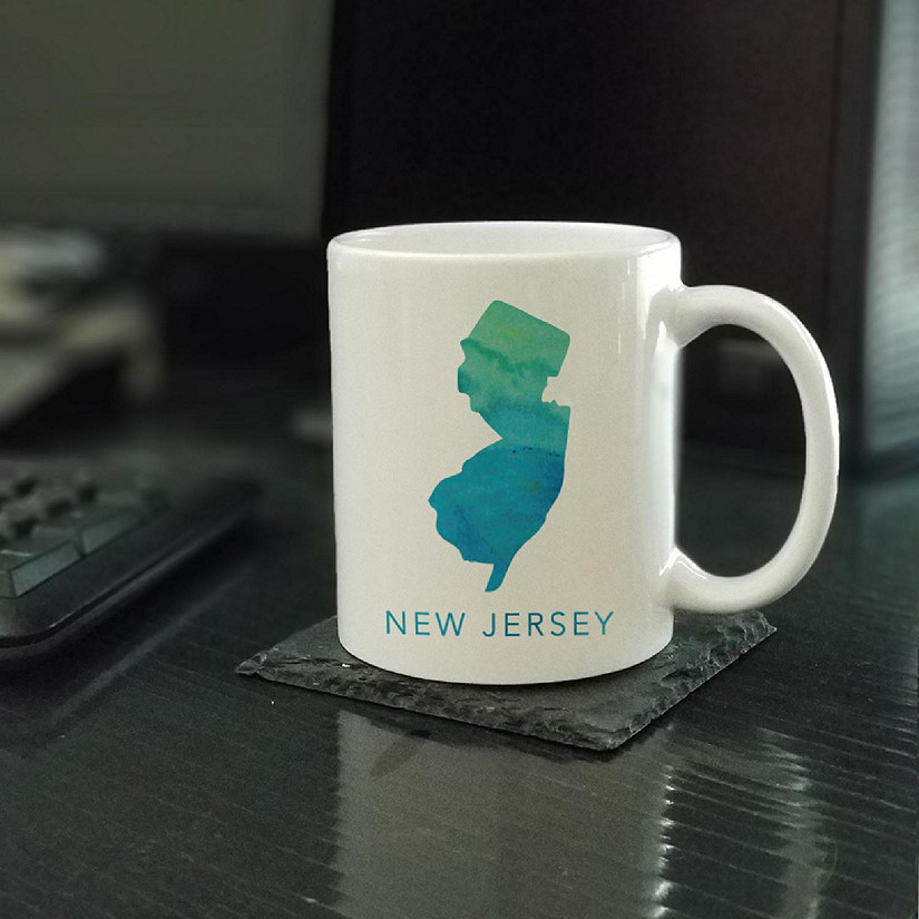 Aqua Blue Watercolor NJ ceramic mug Image