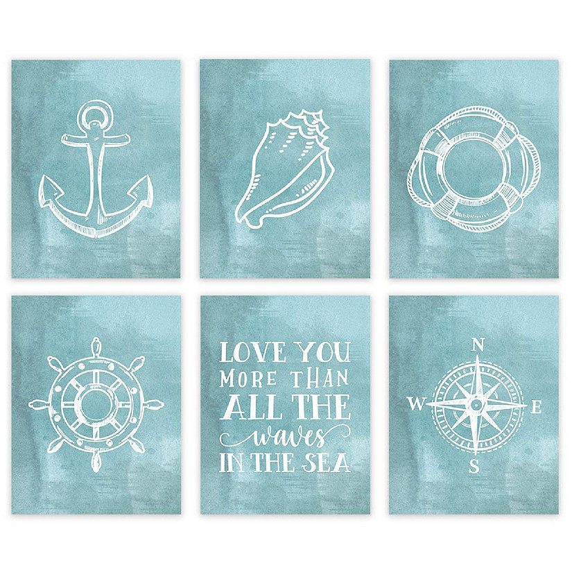 Aqua Compass Anchor Shell 6Pk 8.5x11in Image
