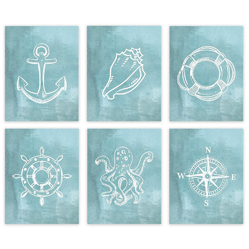 Aqua Compass Anchor Shell 6Pk 8.5x11in Image