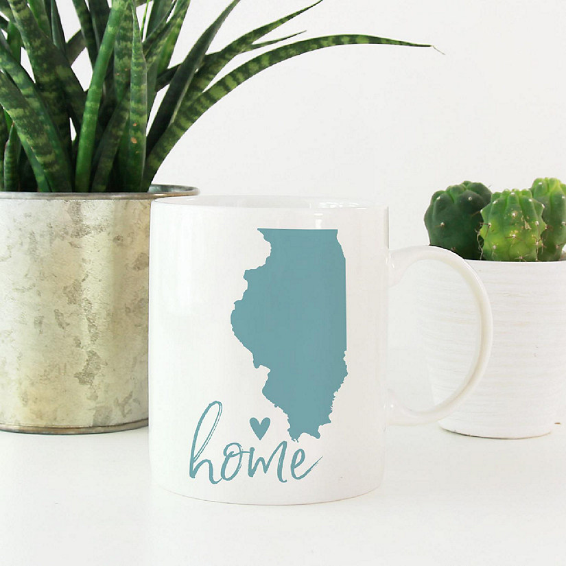 Aqua Home Heart Illinois Ceramic Mug Image