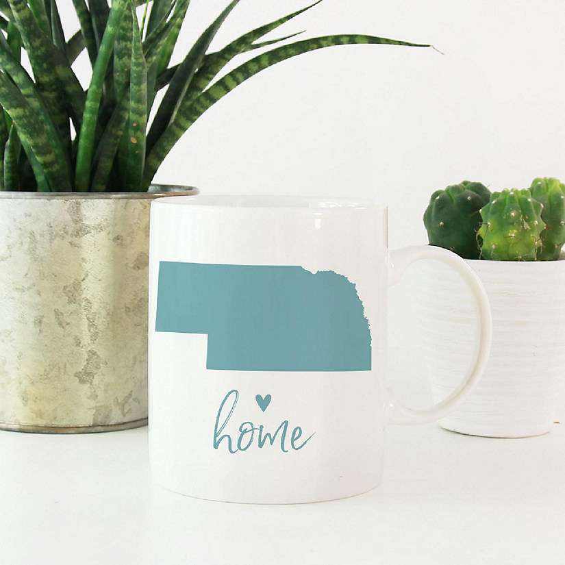 Aqua Home Heart Nebraska Ceramic Mug Image