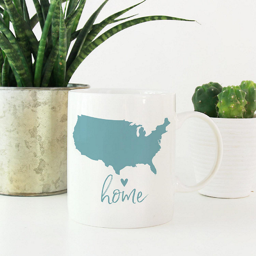 Aqua Home Heart USA Ceramic Mug Image