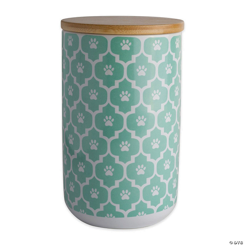 Aqua Paw Lattice Print Ceramic Treat Canister Image