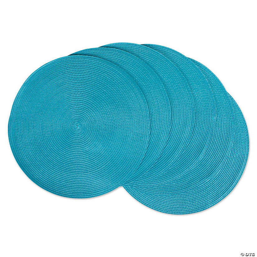 Aqua Round Polypropylene Woven Placemat (Set Of 6) Image