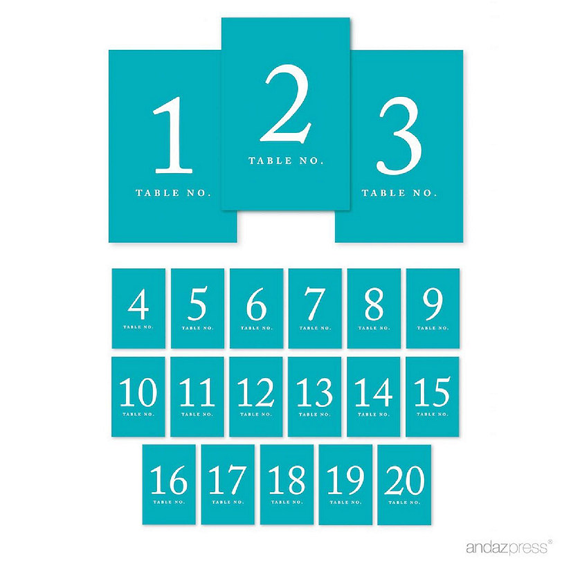 Aqua Table Numbers 1 20 4x6 Image