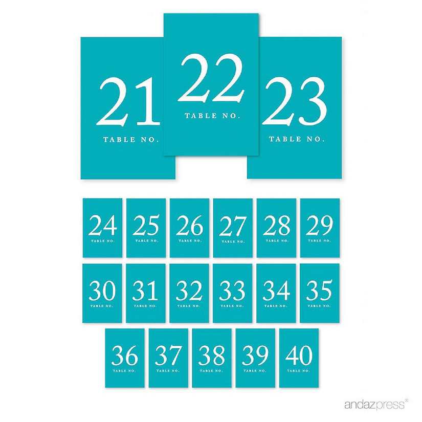 Aqua Table Numbers 21 40 4x6 Image