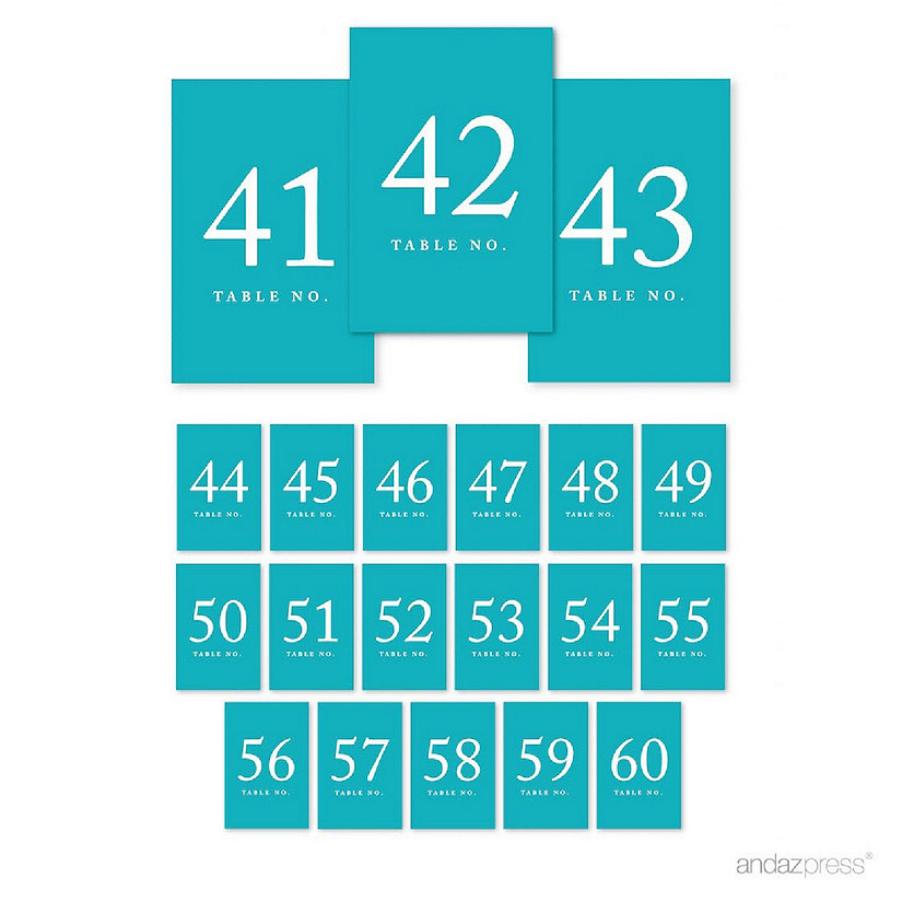 Aqua Table Numbers 41 60 4x6 Image