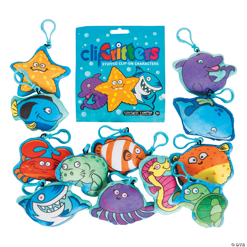 Aquatic Plush Sea Critters with Clip Blind Bags - 12 Pc. Image