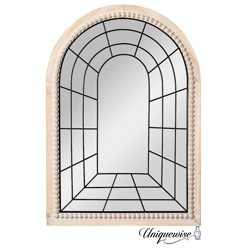 Arched Large 39.37 x 27.56 in Rustic Window Metal Mirror, Windowpane Shaped Decoration Farmhouse Big Wall Mounted Mirrors Boho Decor Image