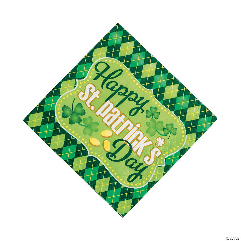 Argyle St. Patrick's Day Luncheon Paper Napkins Discontinued