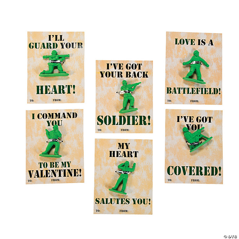 Army Guy Erasers with Valentine&#39;s Day Card for 24 Image
