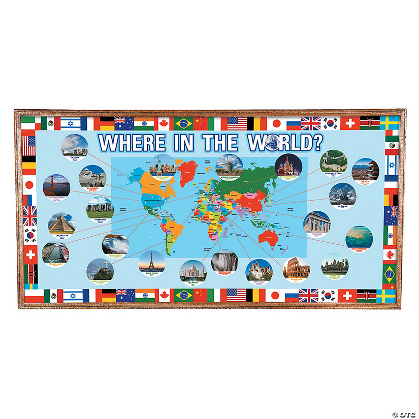 Around the World Cardstock Bulletin Board Decorating Set - 63 Pc. Image