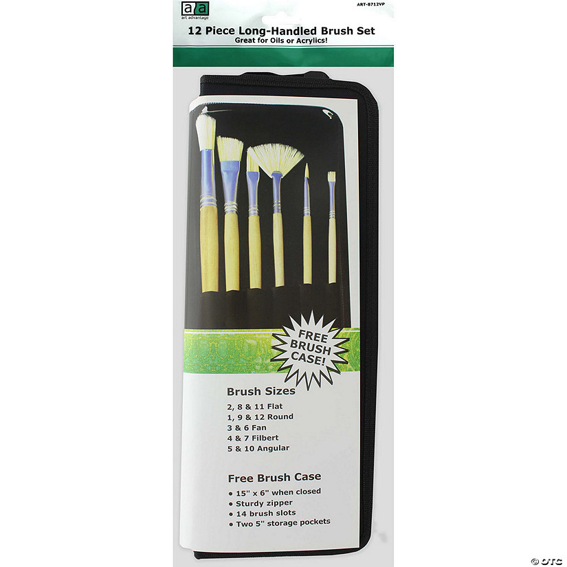 Art Advantage Brush Set White Bristle With Case 12pc&#160; &#160;&#160; &#160; Image