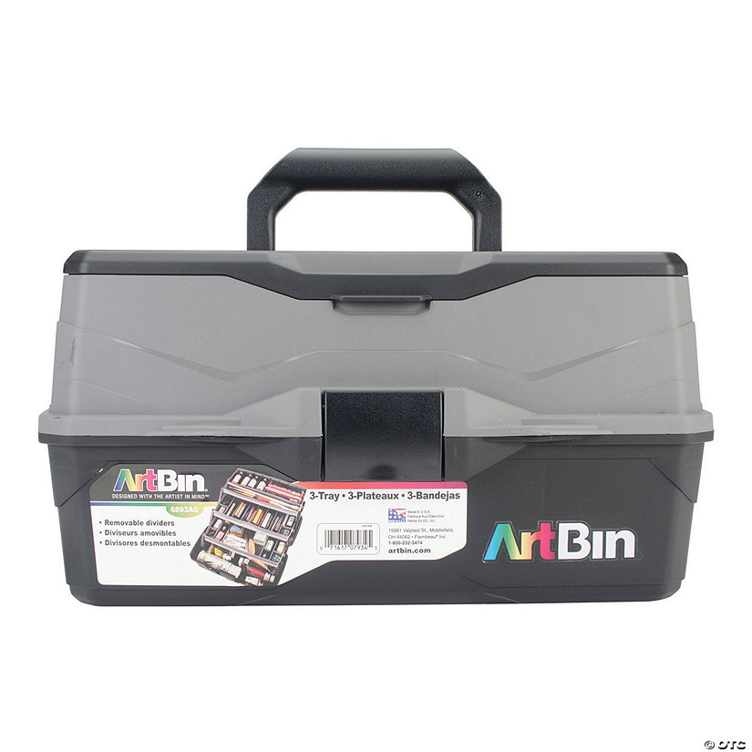 ArtBin Lift Tray Box W/3 Trays & Quick Access Lid Storage-9"X15.75"X8.375", Black & Gray Image