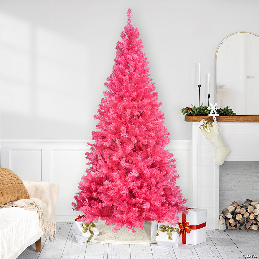 Artificial Tinsel Christmas Tree - 7' - Pink - Unlit Image