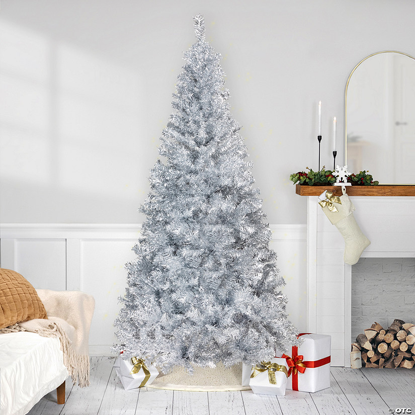 Artificial Tinsel Christmas Tree - 9' - Silver - Unlit Image