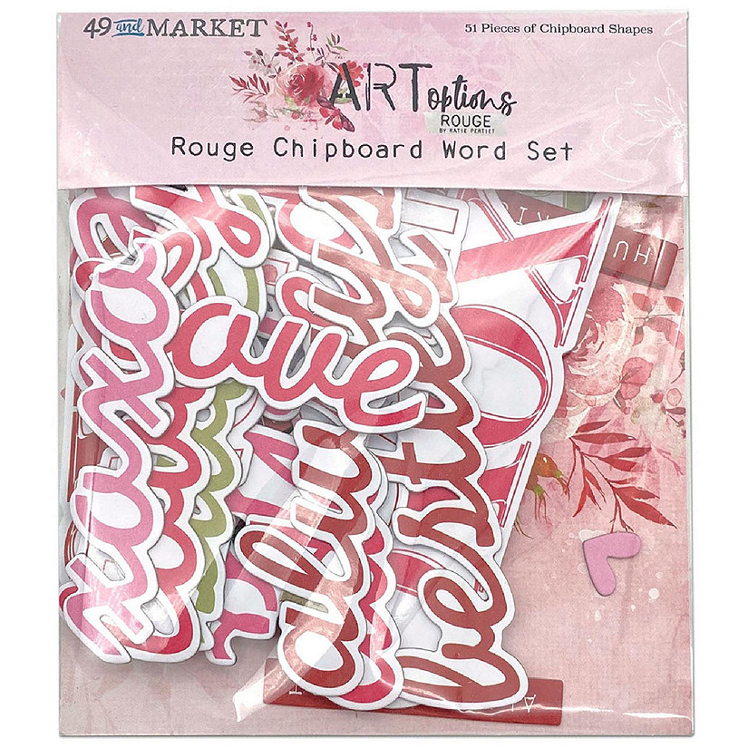 ARToptions Rouge Chipboard Word Set51/Pkg Oriental Trading