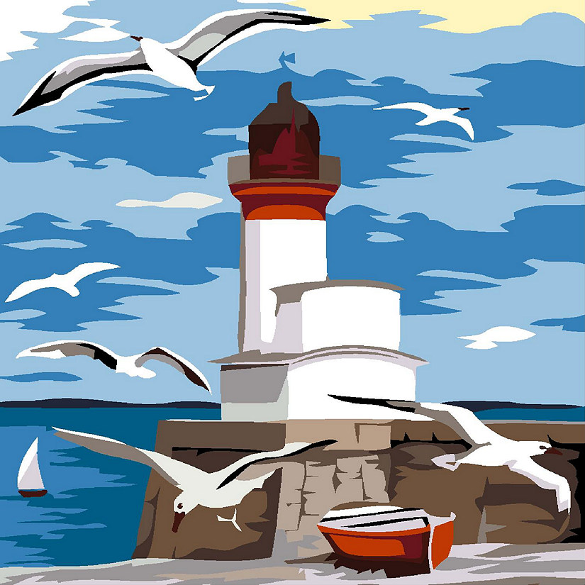 Artwille DIY Paint by Numbers - Lighthouse and Seagulls Image