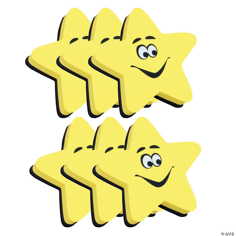 Ashley Productions Magnetic Whiteboard Eraser, Star, Pack of 6 Image
