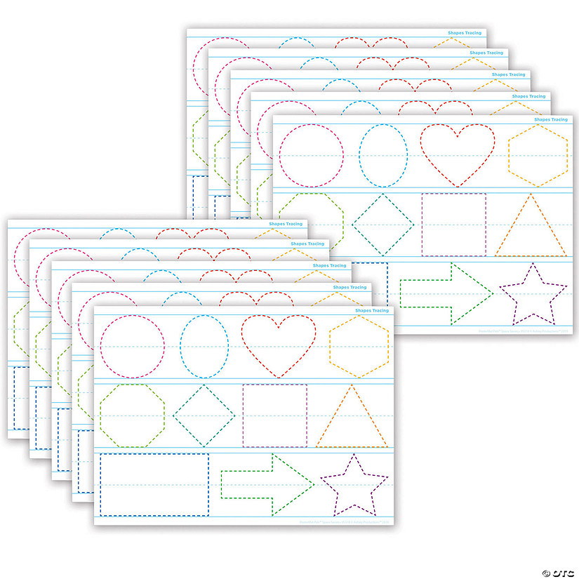 Ashley Productions Smart Poly PosterMat Pals Space Savers, 13" x 9-1/2", Shapes Tracing, Pack of 10 Image