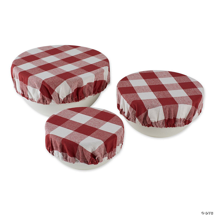 Assorted Barn Red Buffalo Check Woven Dish Cover (Set Of 3) Image