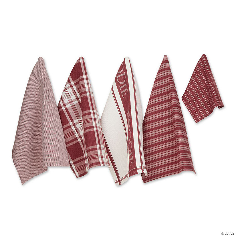 Assorted Barn Red Foodie Dishtowel And Dishcloth (Set Of 5) Image