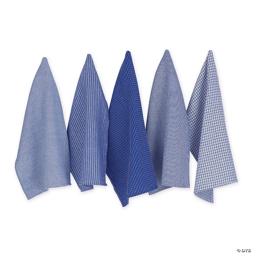 Assorted Blue Dishtowel (Set Of 5) Image