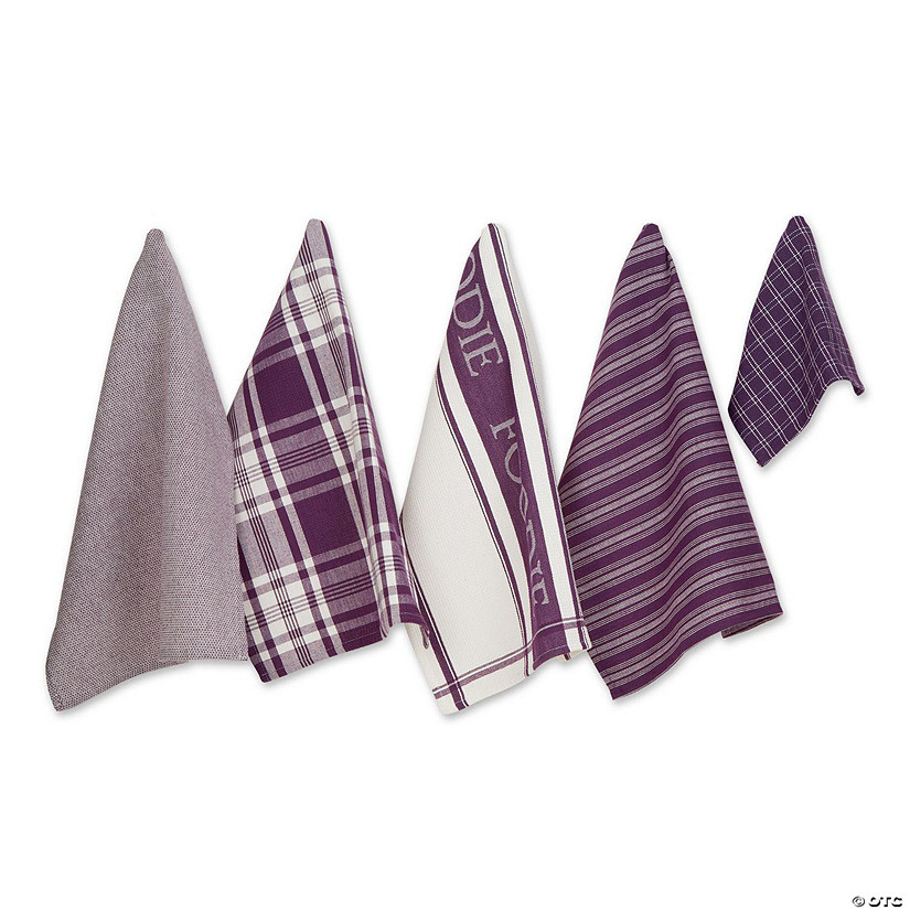 Assorted Eggplant Foodie Dishtowel And Dishcloth (Set Of 5) Image