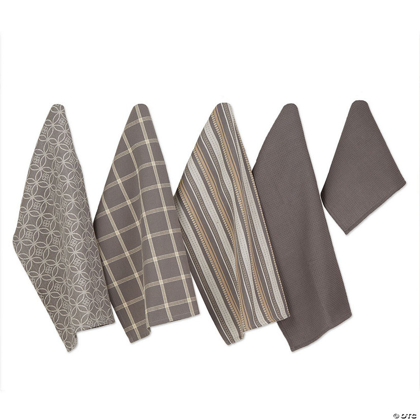 Assorted Gray Dishtowel & Dishcloth (Set Of 5) Image