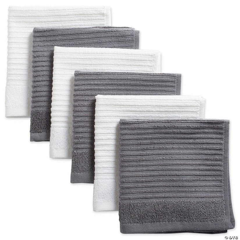 Assorted Gray Ribbed Terry Dishcloth (Set Of 6) Image