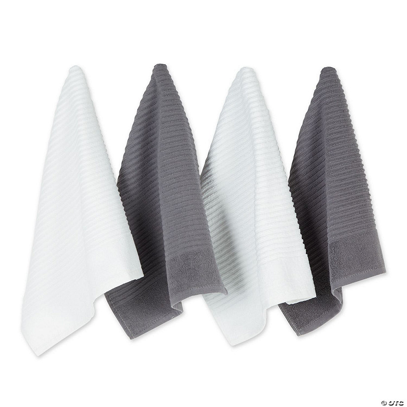 Assorted Gray Ribbed Terry Dishtowel (Set Of 4) Image