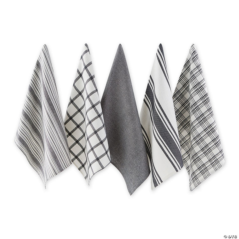 Assorted Gray Woven Dishtowels (Set Of 5) Image
