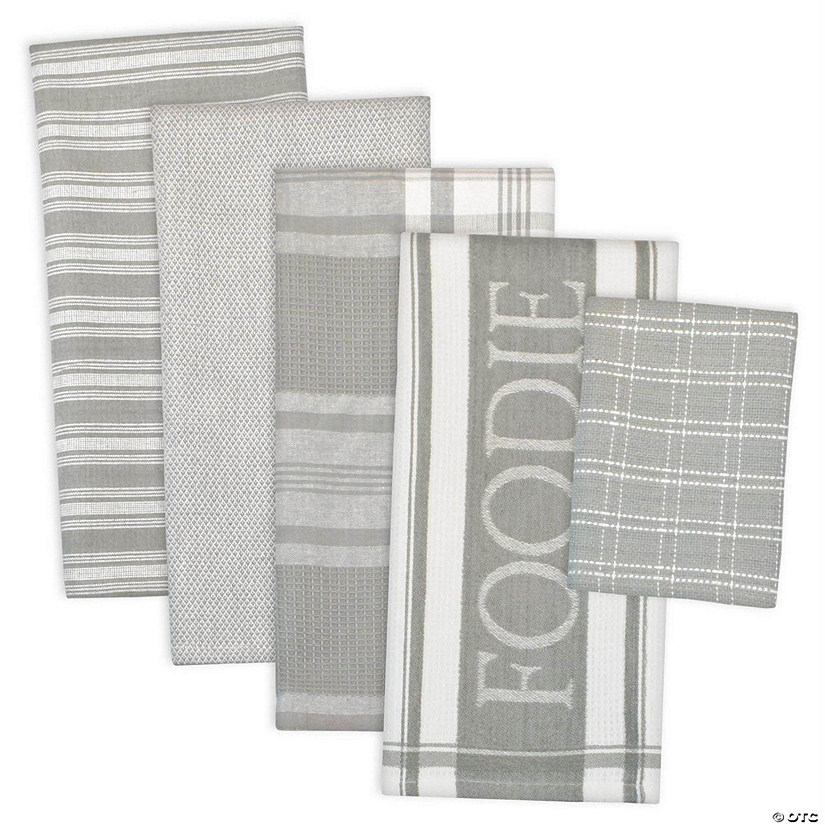 Assorted Light Gray Foodie Dishtowel & Dishcloth (Set Of 5) Image